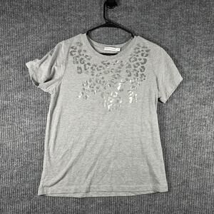 South Parade Gray Leopard Graphic Tee Metallic Print‎ Short Sleeve S